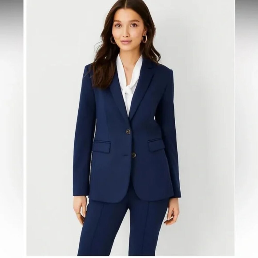 Ann Taylor Double Knit Navy Suit